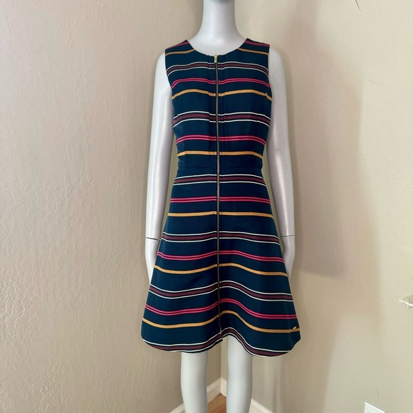 TOMMY HILFIGER Striped Zip Front A Line Dress Sleeveless Preppy Size 4 - Picture 9 of 16